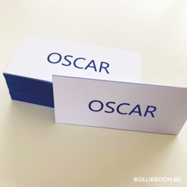 Geboortekaartje Oscar op duplex papier & kleur op snee  |  blauwe folie