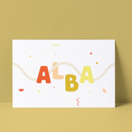 Geel geboortekaartje ALBA