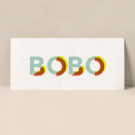 Grafische letters geboortekaartje Bobo