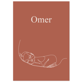 Geboortekaartje Omer  |  lijntekening baby