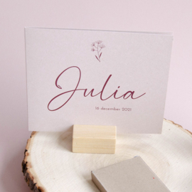 Geboortekaartje Julia  |  bloem - eco papier