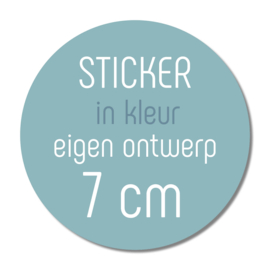 Sticker kleur met eigen ontwerp: 7 cm ( 10 stuks)