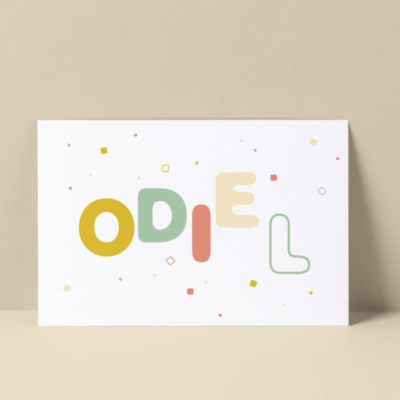 Geboortekaartje Odiel  |  typografisch