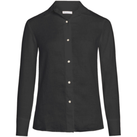 Knowledge Cotton Apparel - Sage Classic Regular Linen Shirt Black Jet