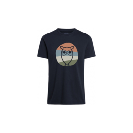 Knowledge Cotton Apparel - Alder Colored Owl Tee Total Eclipse