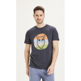 Knowledge Cotton Apparel - Alder Colored Owl Tee Total Eclipse