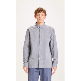 Knowledge Cotton Apparel - Larch LS Linen Shirt Total Eclipse