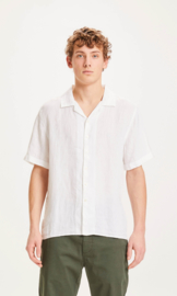 Knowledge Cotton Apparel - Wave SS Linen Shirt Bright White