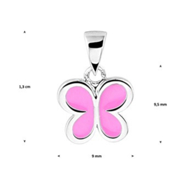 Silberne Kinderkette rosa Schmetterling