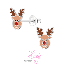 zilveren oorknopjes Rudolph red nosed reindeer!