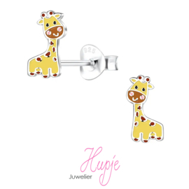 zilveren kinderoorbellen giraffe