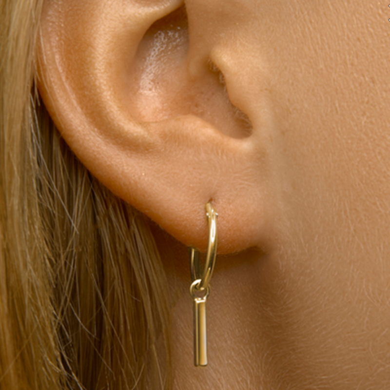 zilveren oorbellen golden hoops bar JUWYL (dames / tieners) | www.hupje.com