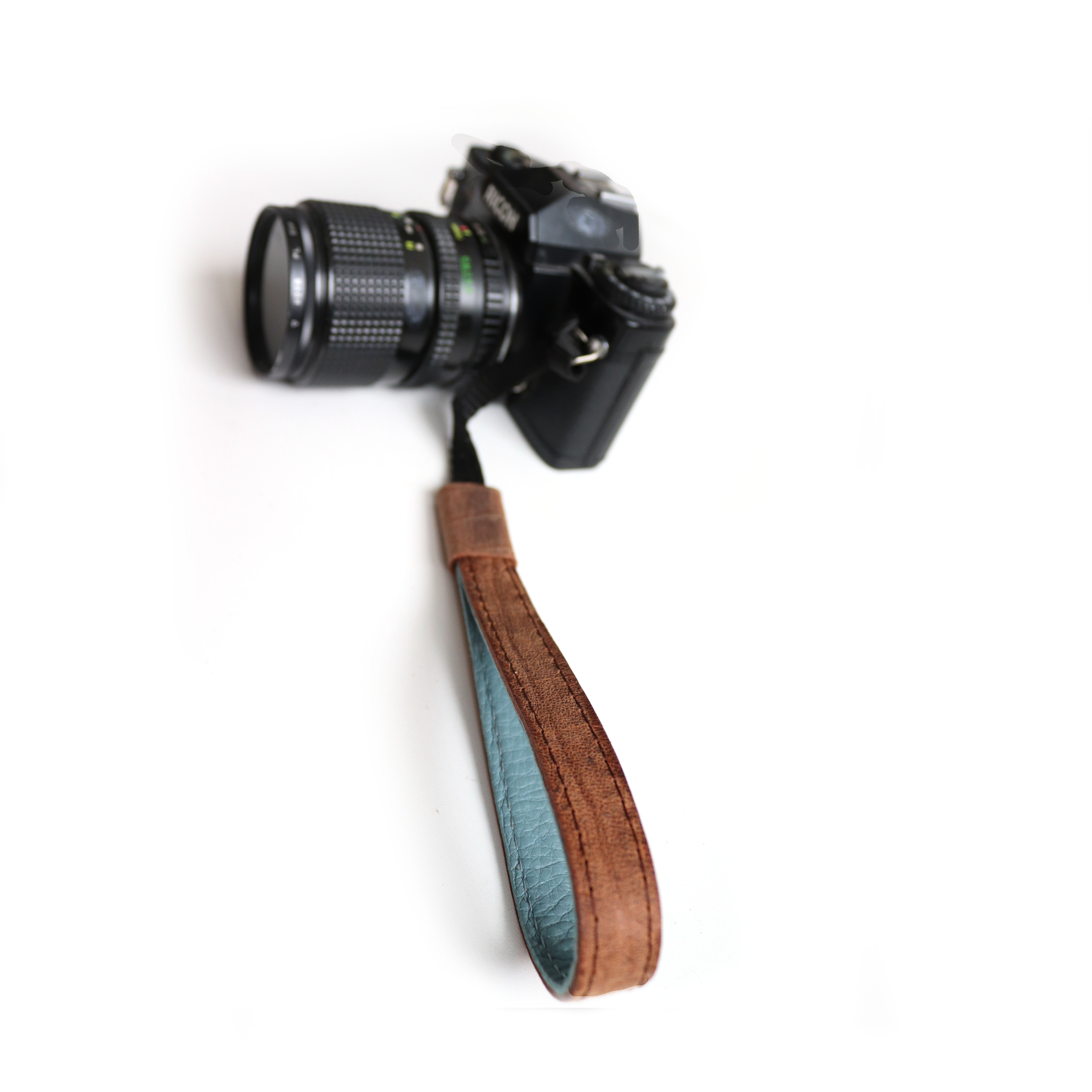 Leren camera polsband smal