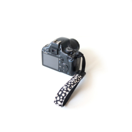 Leren camera polsband | cheetah zwart wit