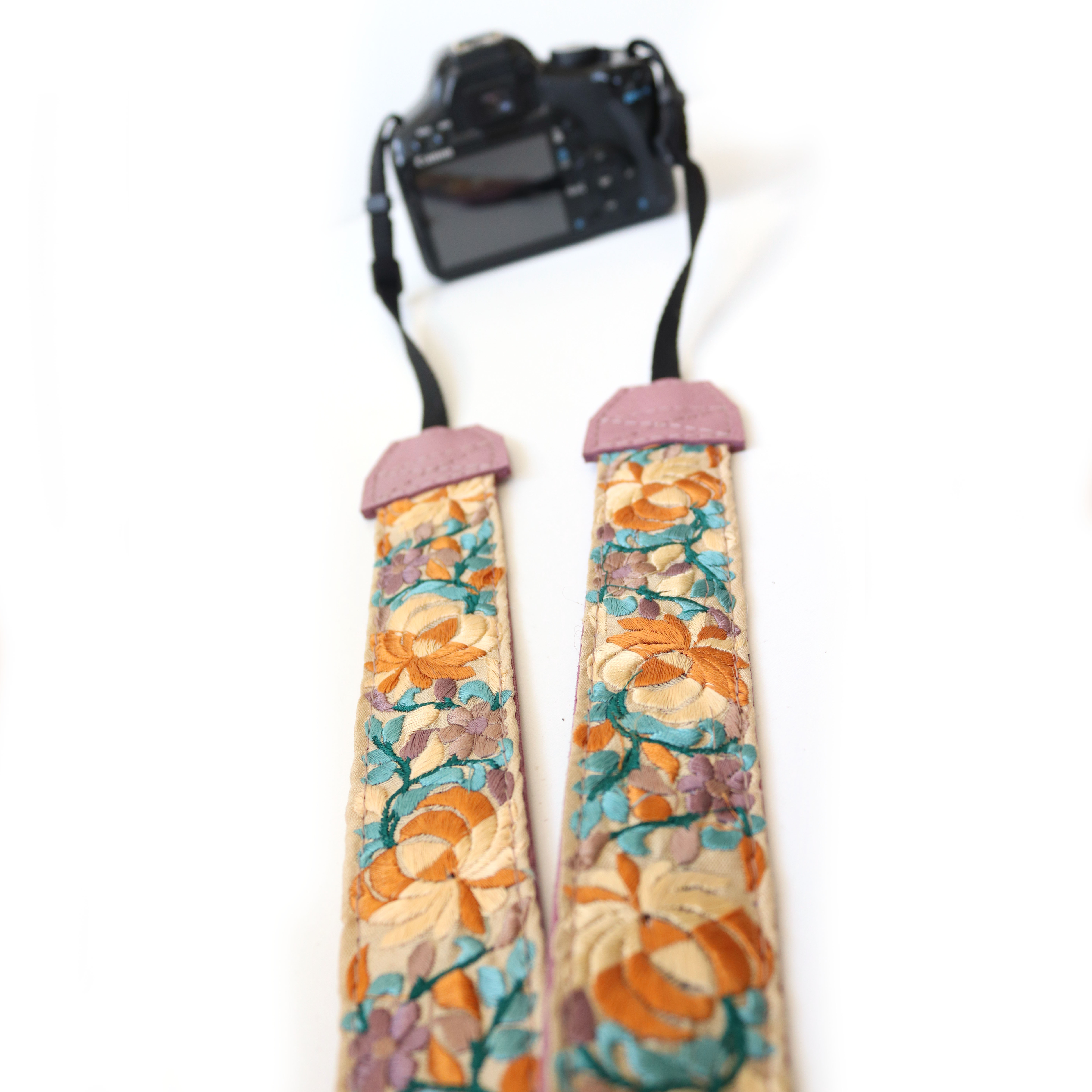 Leren camerariem Boho | geel