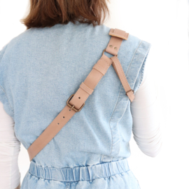 Leren camera sling  | beige - plantaardig gelooid