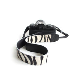 Leren camerariem - zebra | zwart