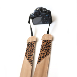Leren camerariem Chantal | taupe cheetah