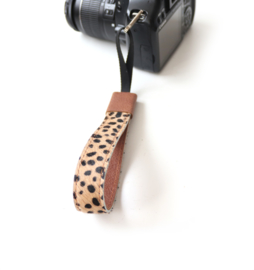 Leren camera polsband - cognac | cheetah bruin