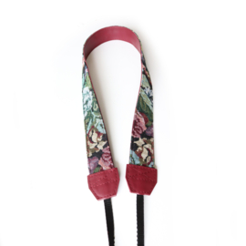 Leren camerariem | vintage borduur look bloemen