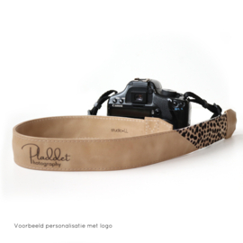 Leren camerariem Chantal | taupe cheetah