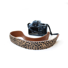 Leren camerariem - Cheetah cognac