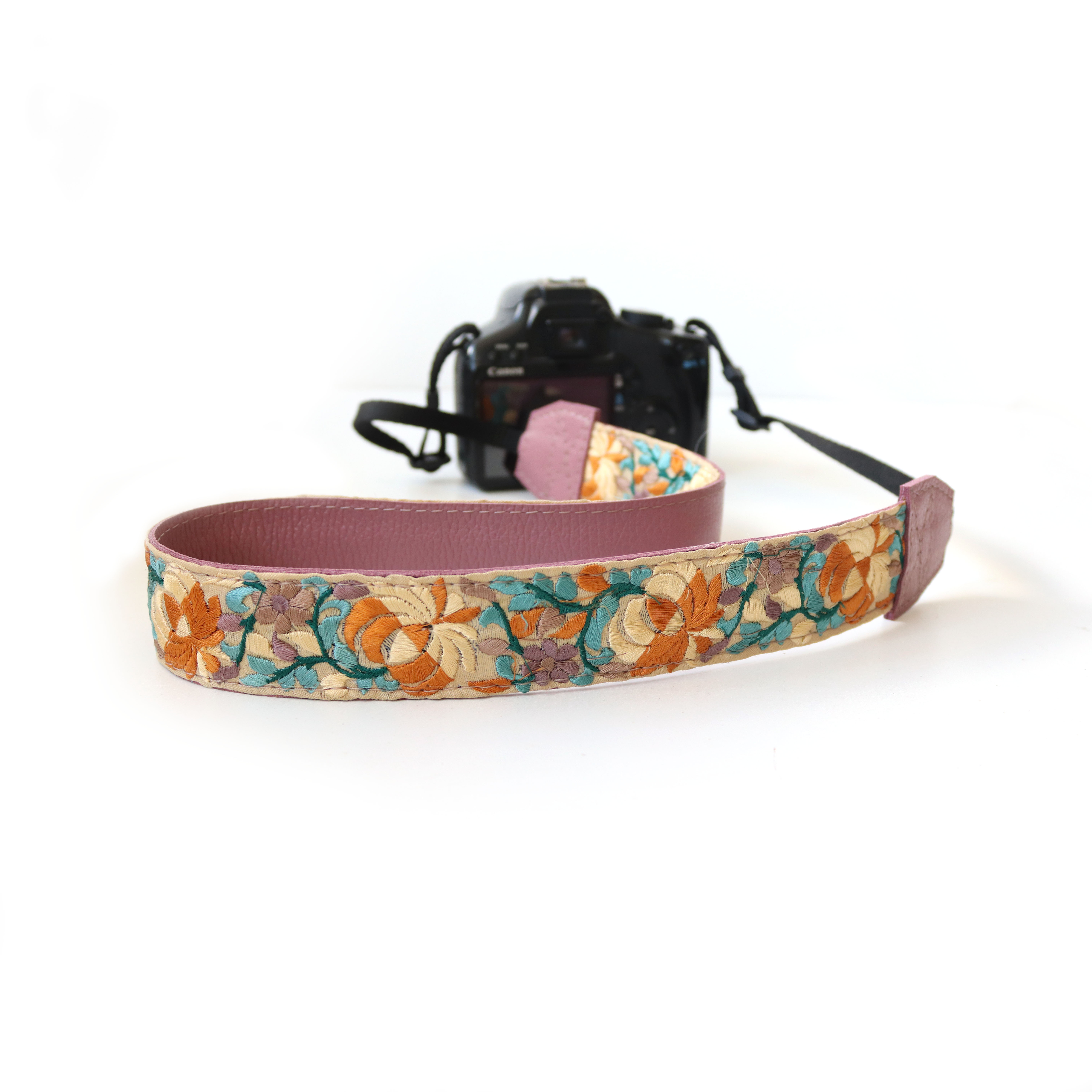Leren camerariem Boho | geel