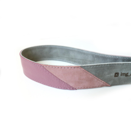 Lederen camerariem -  grijs | roze