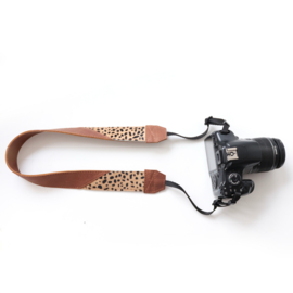 Leren camerariem Chantal -  cognac | cheetah bruin