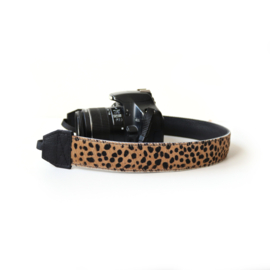 Leren camerariem Cheetah - zwart