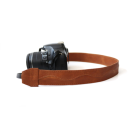 Leren camerariem Wave | cognac