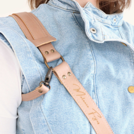 Leren camera sling  | beige - plantaardig gelooid