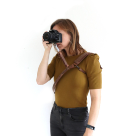 Leren camera sling | Croco Bruin