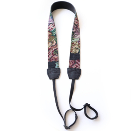 Leren camerariem | vintage borduur look bloemen