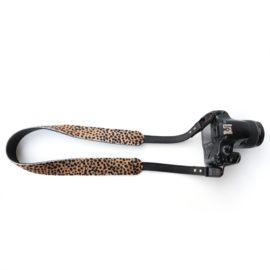 Leren camerariem | anchor links | zwart cheetah