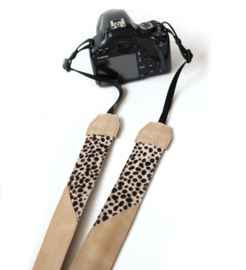 Leren camerariem Chantal | taupe cheetah