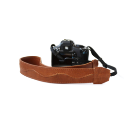 Leren camerariem Wave | cognac