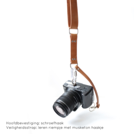 Leren camera sling | cognac