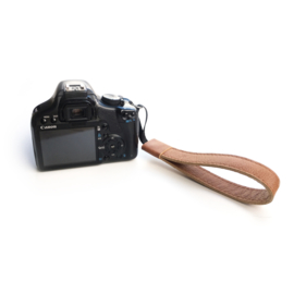 Leren camera polsband | cognac