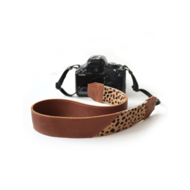 Leren camerariem Chantal -  cognac | cheetah bruin