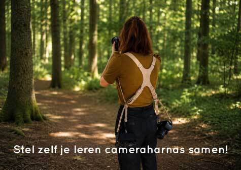 stevige leren camerarharnas met logo naam