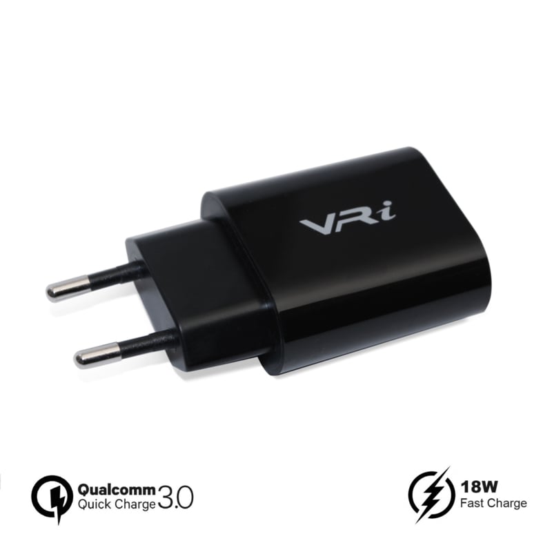 VRi Fast Charge Adapter QC3.0 Zwart
