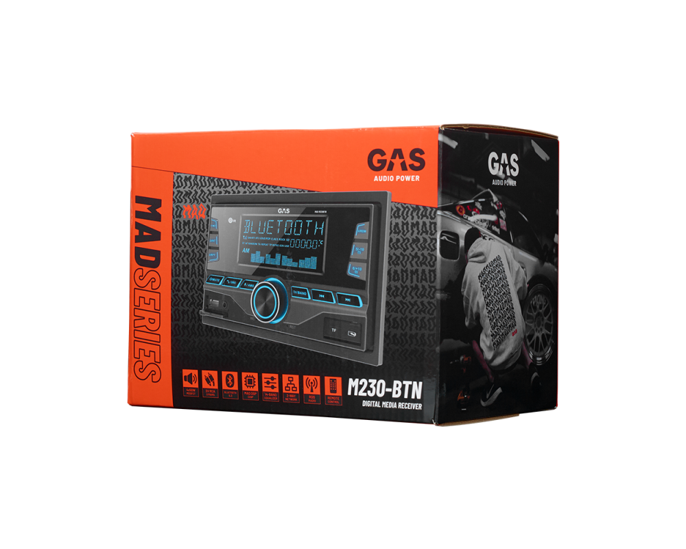 GAS MAD M230BTN 2-DIN, BT, USB, AUX, DSP