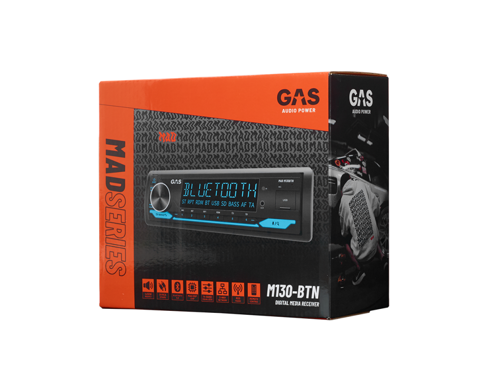 GAS MAD M130BTN 1-DIN, BT, USB, AUX, DSP, RDS