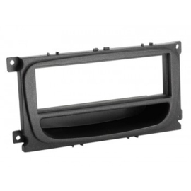 1-DIN PANEEL MET AFLEGBAKJE. FORD MONDEO /FOCUS / S-MAX/ GALAXY KLEUR: ZWART/ZILVER