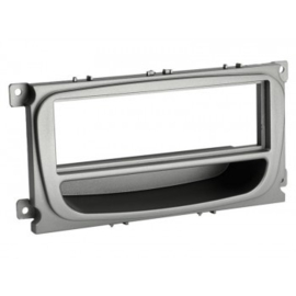 1-DIN PANEEL MET AFLEGBAKJE. FORD MONDEO /FOCUS / S-MAX/ GALAXY KLEUR: ZWART/ZILVER