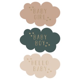 Stickers | Baby | Wolkjes | 55 mm | 6 stuks