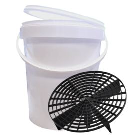 Emmer 15L Wit+Grid+Deksel