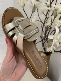 TANGO Audrey platino gold leather slipper