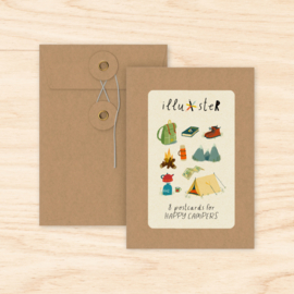 Set 8 ansichtkaarten | Voor happy campers